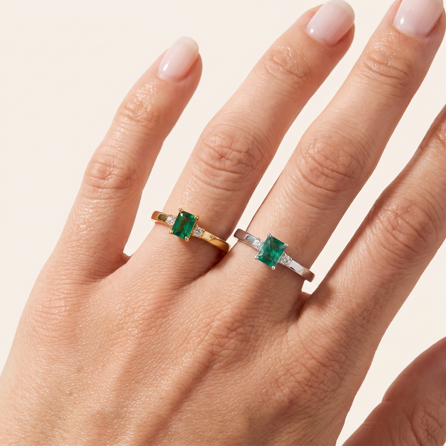 Lilo Natural Zambian Emerald Ring WG YG