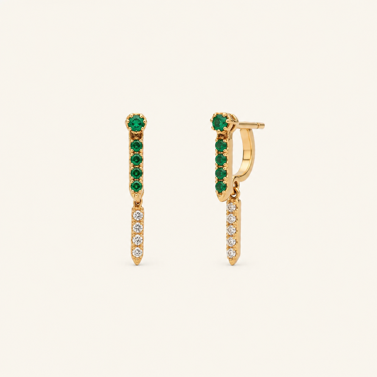 Mia Emerald and White Sapphire Earrings - Psylish