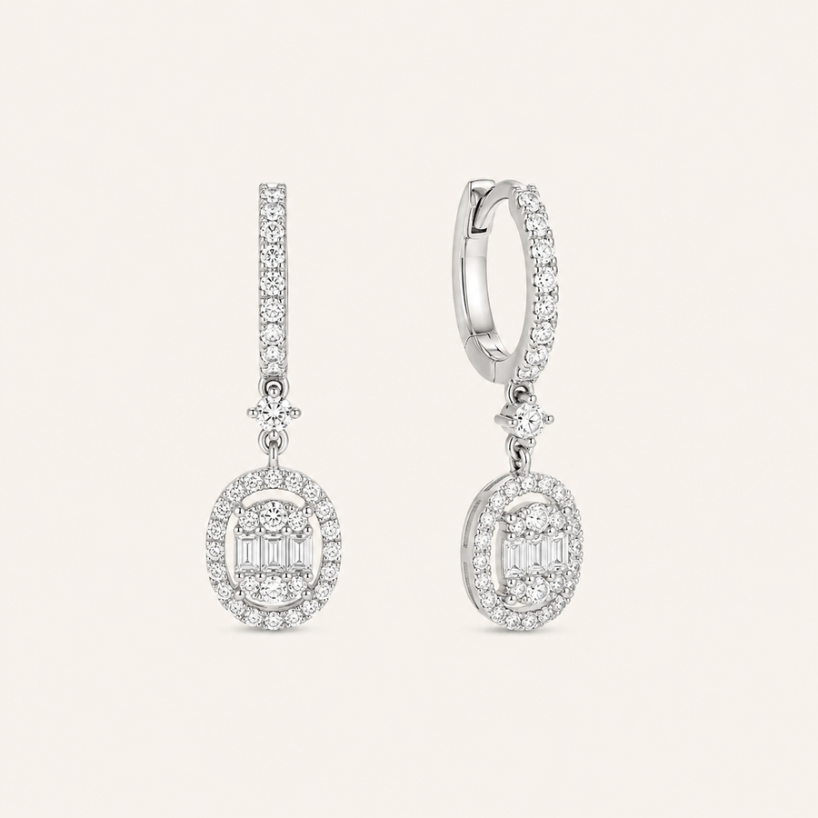Miley Oval Drop Diamond Earrings - Psylish
