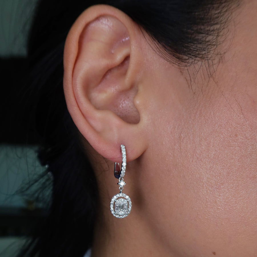 Miley Oval Drop Diamond Earrings - Psylish