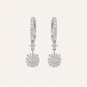 Miley Round Drop Diamond Earrings - Psylish