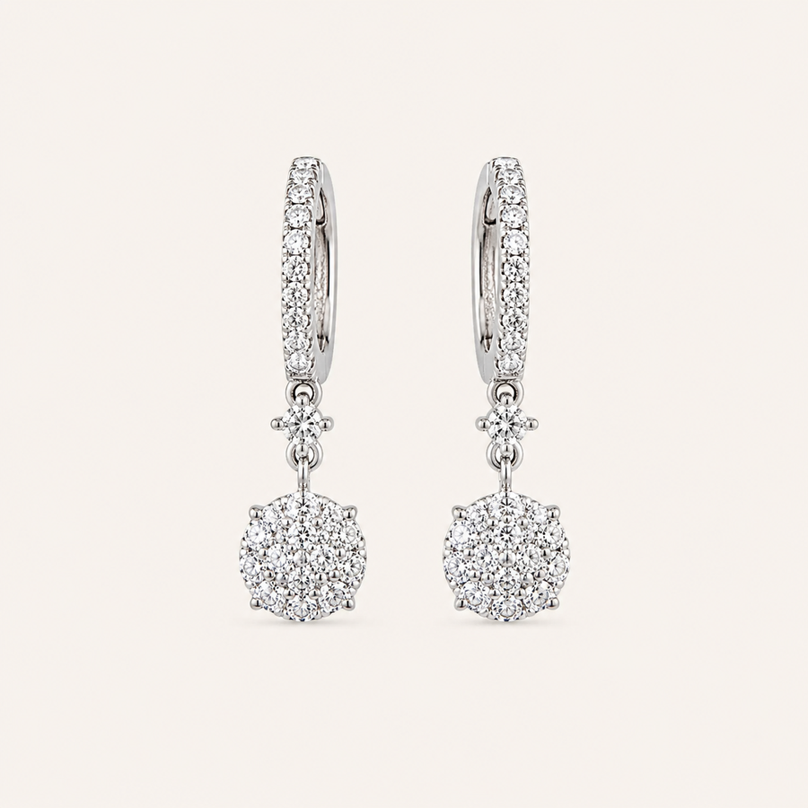Miley Round Drop Diamond Earrings - Psylish
