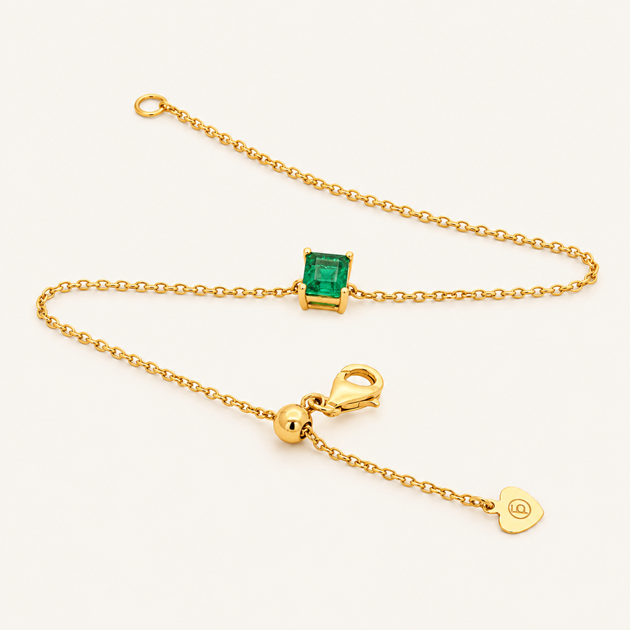Natural Zambian Emerald Lariat Bracelet
