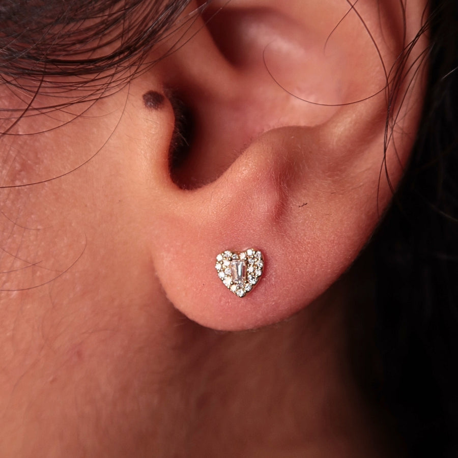 Rhea Heart Diamond Stud Earrings - Psylish