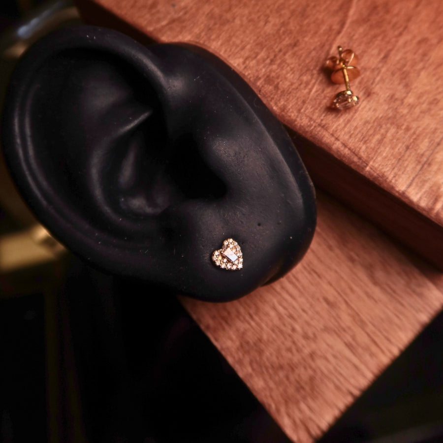 Rhea Heart Diamond Stud Earrings - Psylish