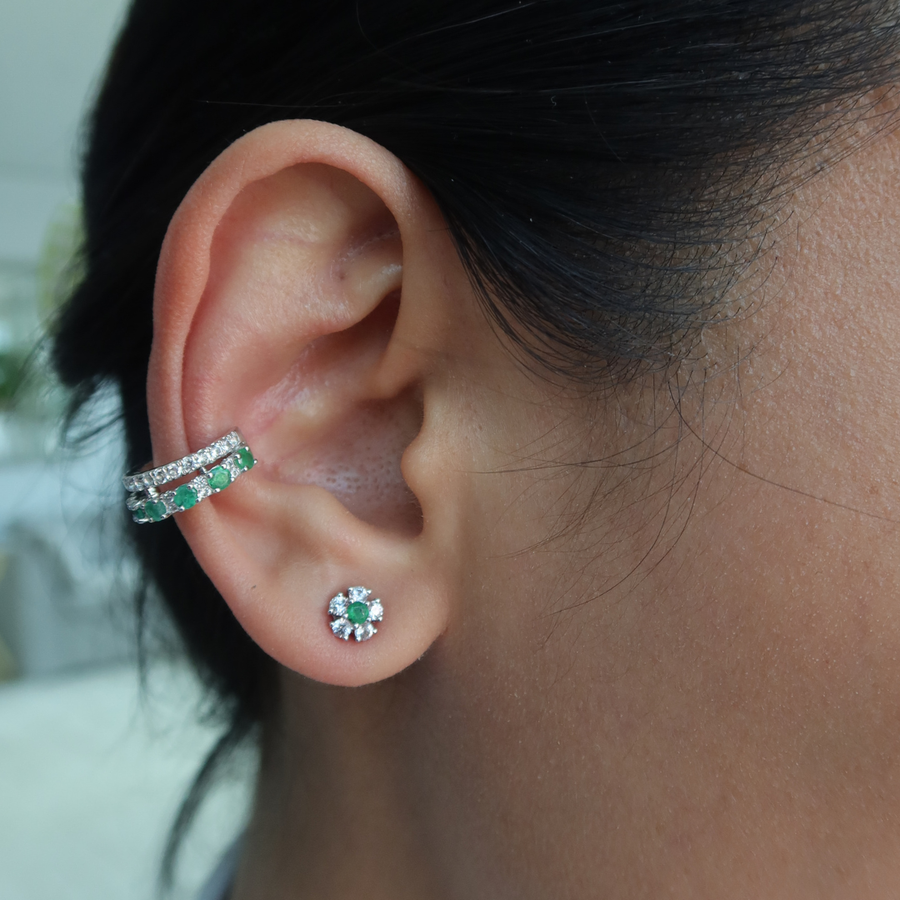 Kai White Sapphire & Emerald Cuff - Psylish