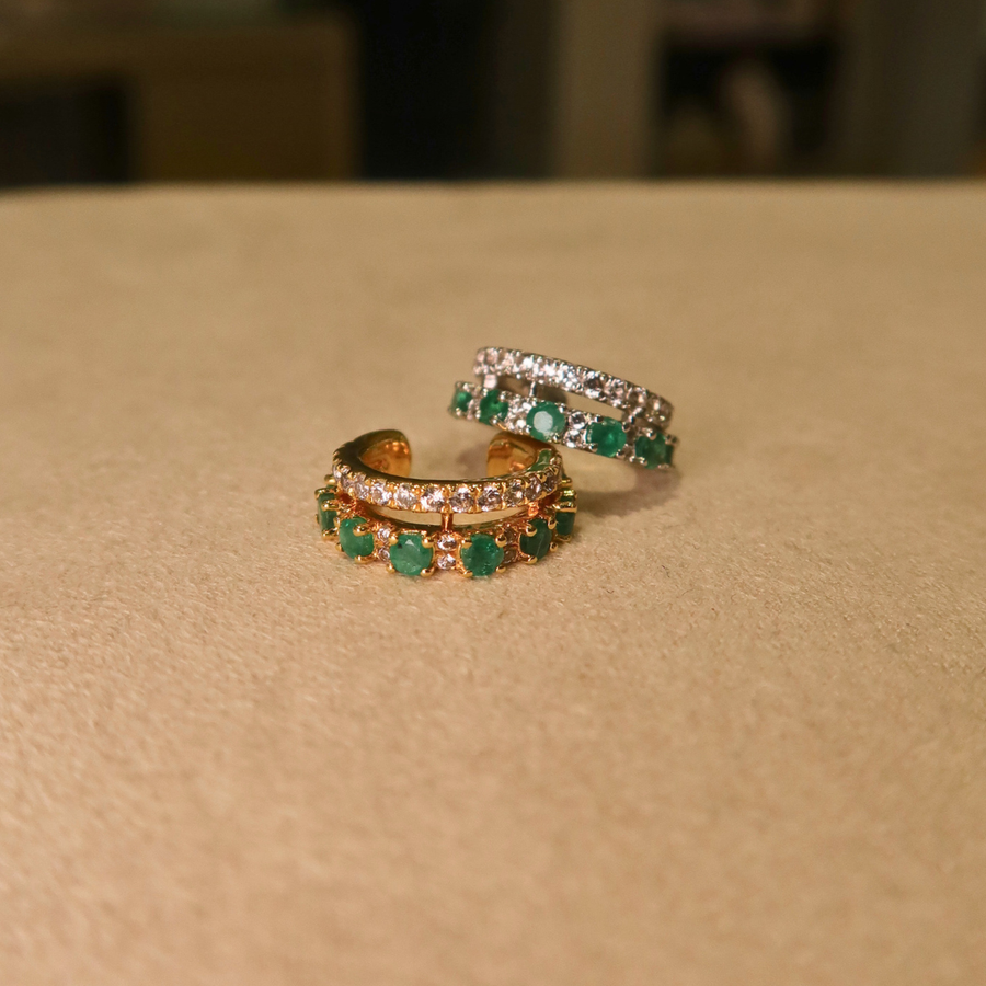 Kai White Sapphire & Emerald Cuff - Psylish