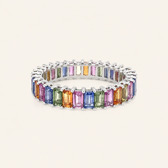 Rainbow Sapphire White Gold Ring - Psylish
