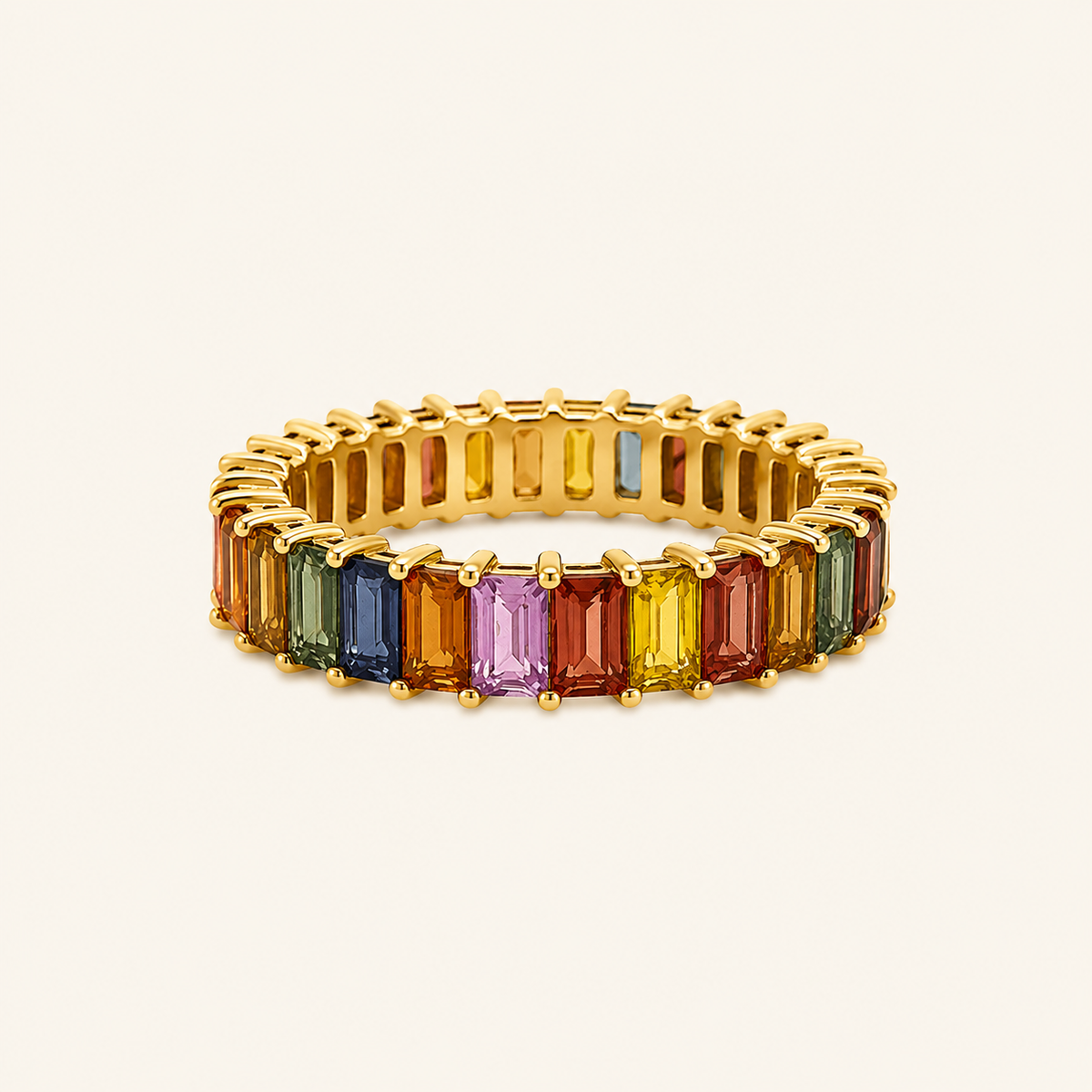 Rainbow Sapphire Yellow Gold Ring - Psylish
