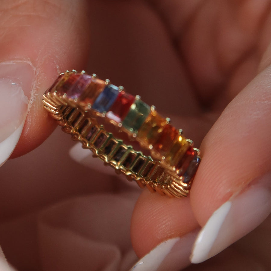 Rainbow Sapphire Yellow Gold Ring - Psylish