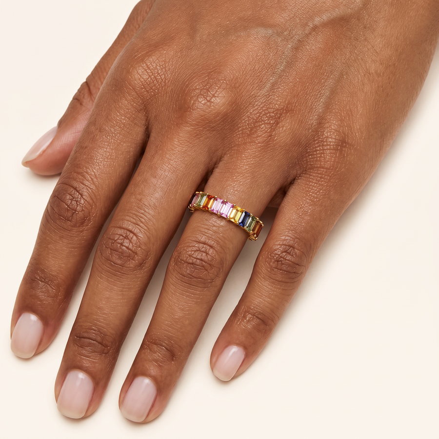 Rainbow Sapphire Yellow Gold Ring