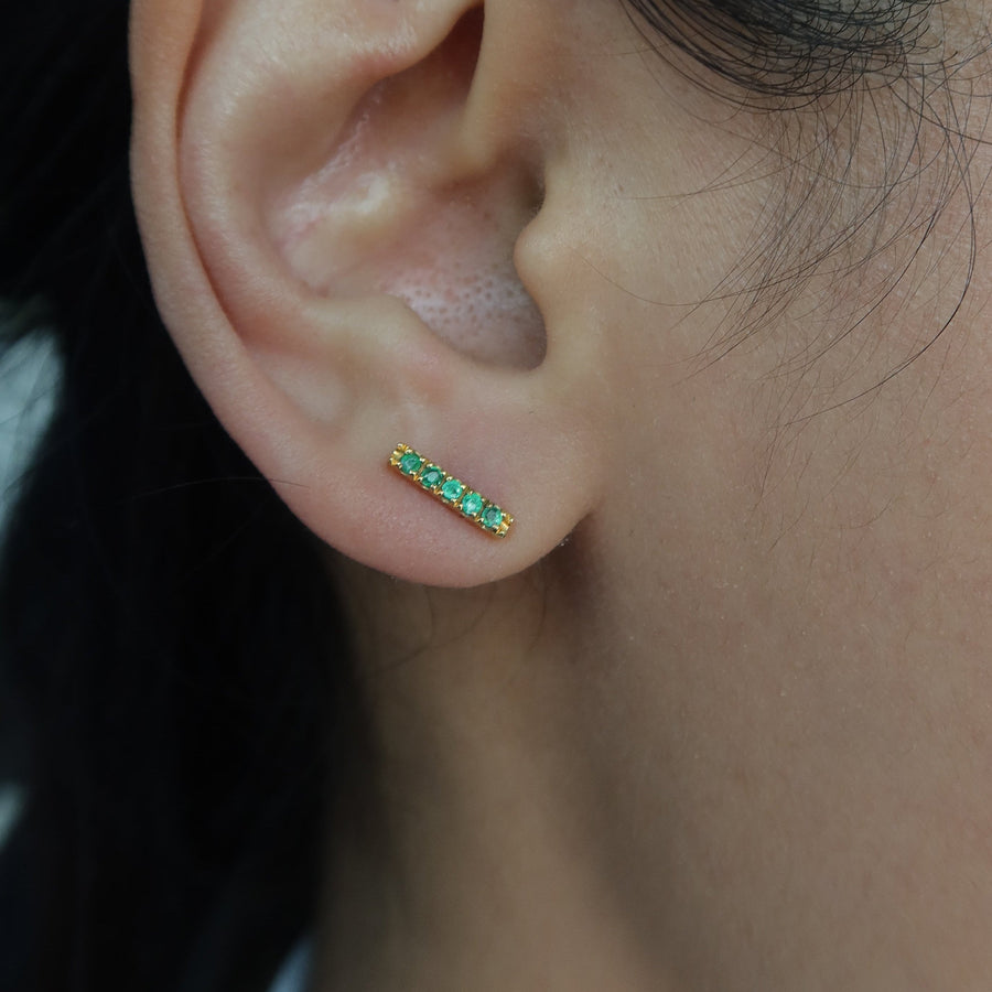 Linear Emerald Studs - Psylish
