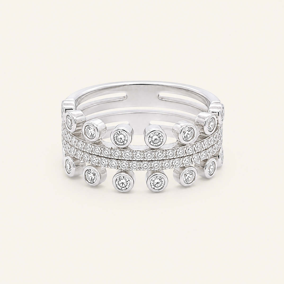 Sariah Diamond Twin Ring - Psylish