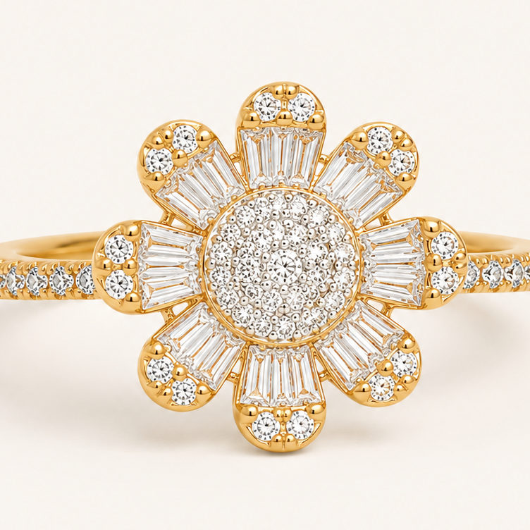 Sunflower Diamond Ring - Psylish
