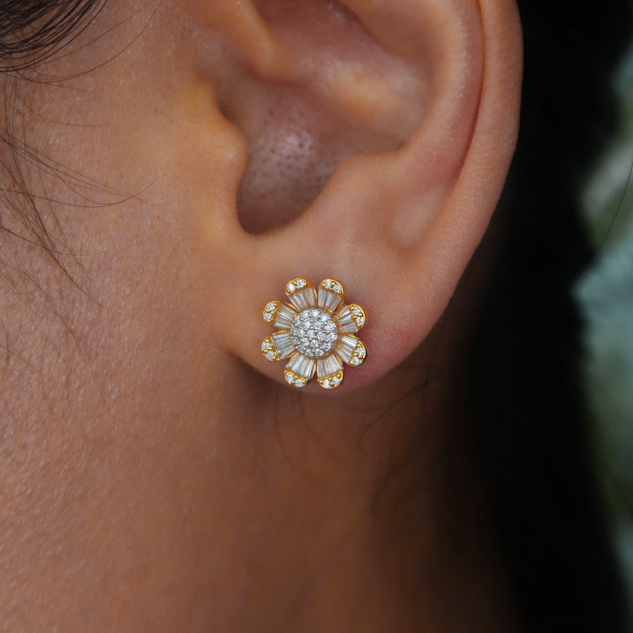 Sunflower Diamond Studs - Psylish
