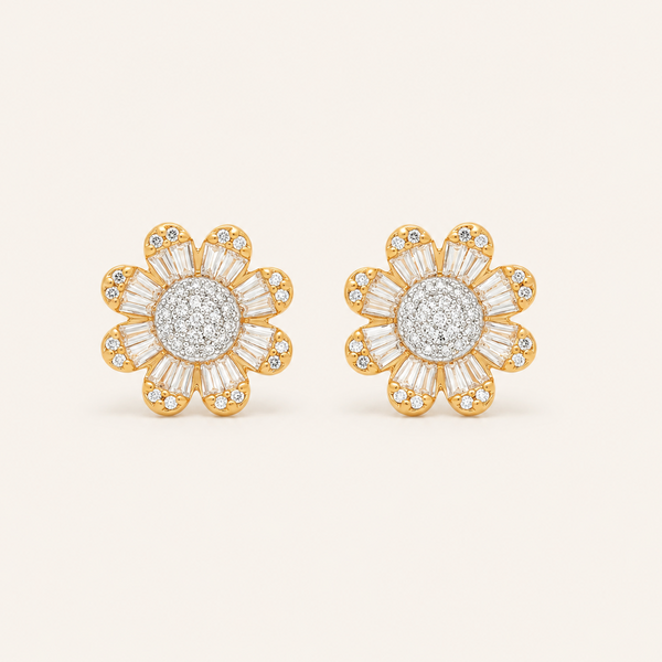 Sunflower Diamond Studs - Psylish