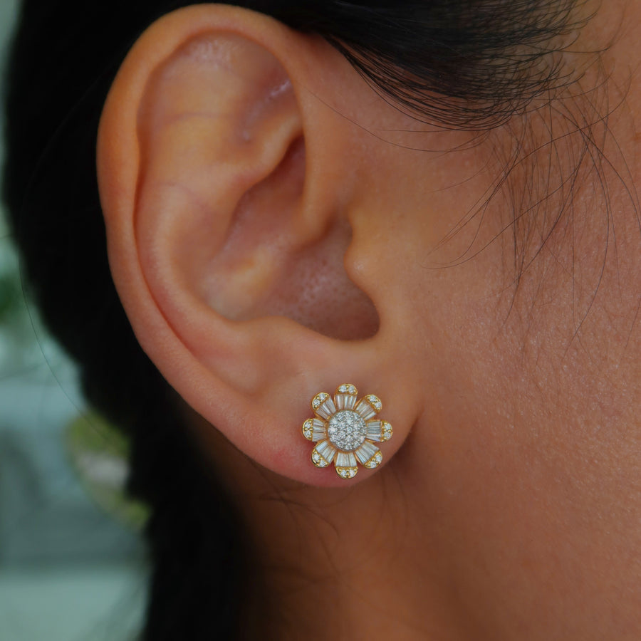Sunflower Diamond Studs - Psylish