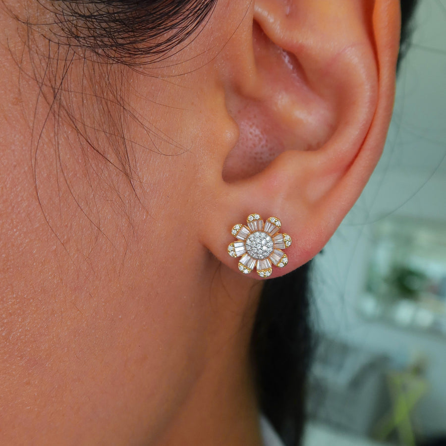 Sunflower Diamond Studs - Psylish