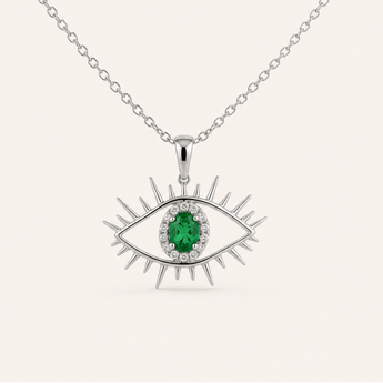Tichi 'Evil Eye' Emerald Necklace - Psylish