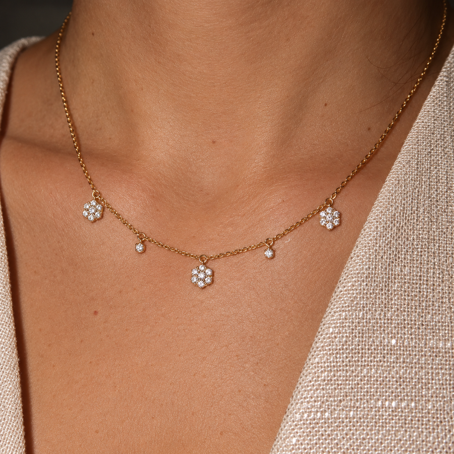Trinity Yellow Gold Diamond Necklace - Psylish