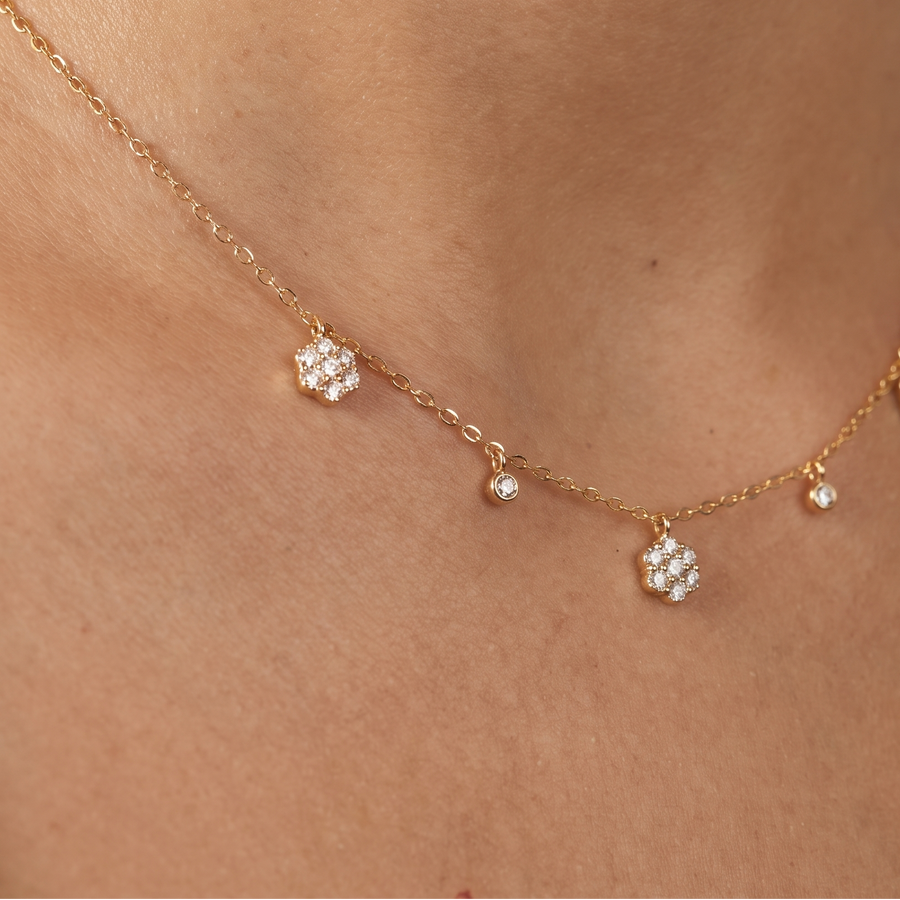 Trinity Yellow Gold Diamond Necklace Sideways