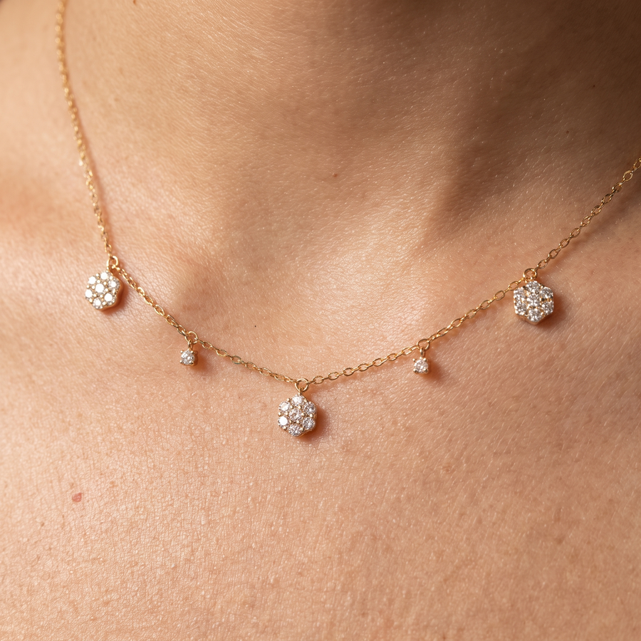Trinity Yellow Gold Diamond Necklace Close Up