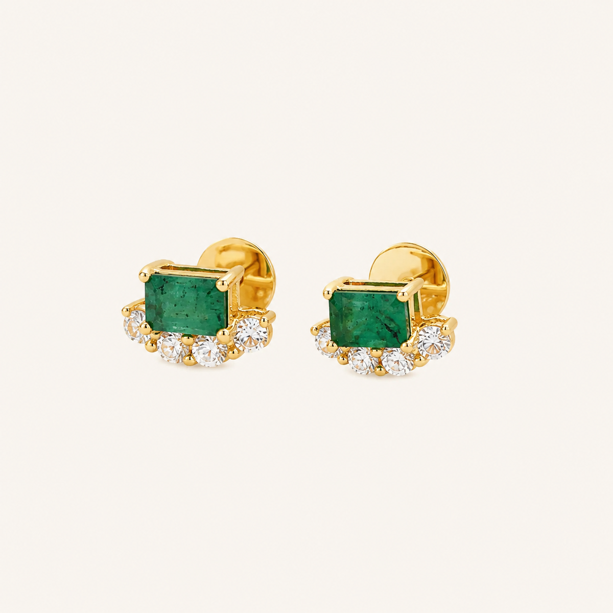 Zambia Emerald Sapphire Studs - Psylish