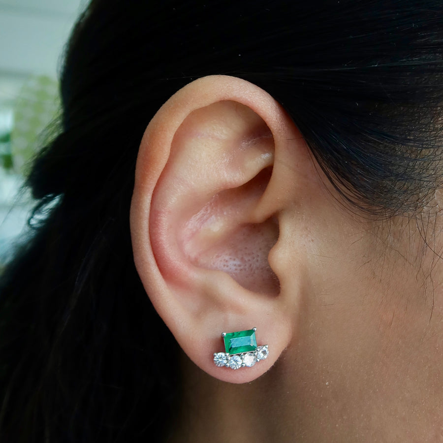 Zambia Emerald Sapphire Studs - Psylish