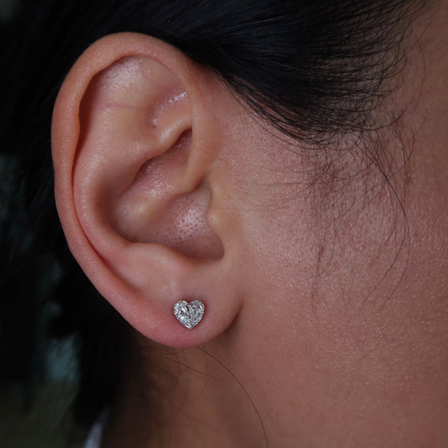 Amara Heart Diamond Studs - Psylish
