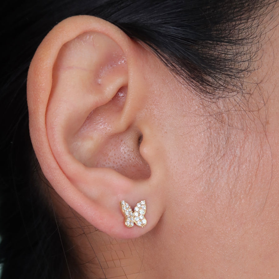 Flutter Pave Diamond Stud Earrings - Psylish