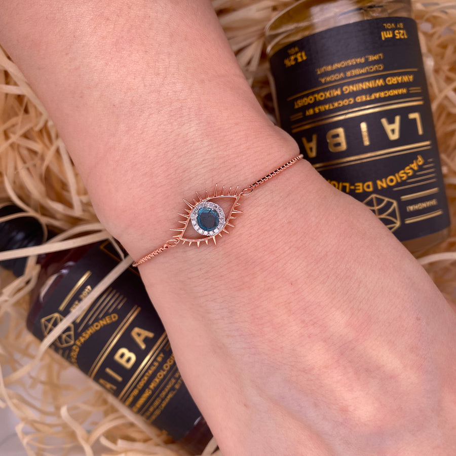 Tichi 'Evil Eye' Blue Slice Diamond Bracelet - Psylish