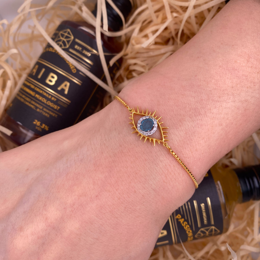 Tichi 'Evil Eye' Blue Slice Diamond Bracelet - Psylish