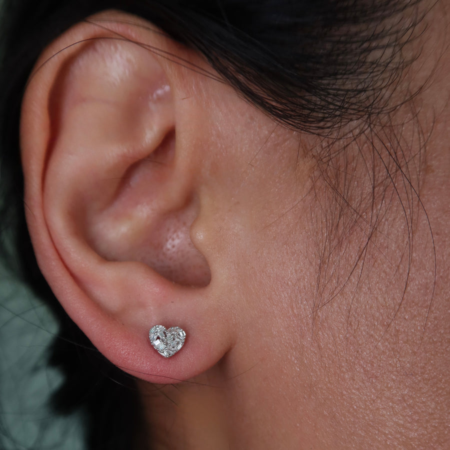 Amara Heart Diamond Studs - Psylish
