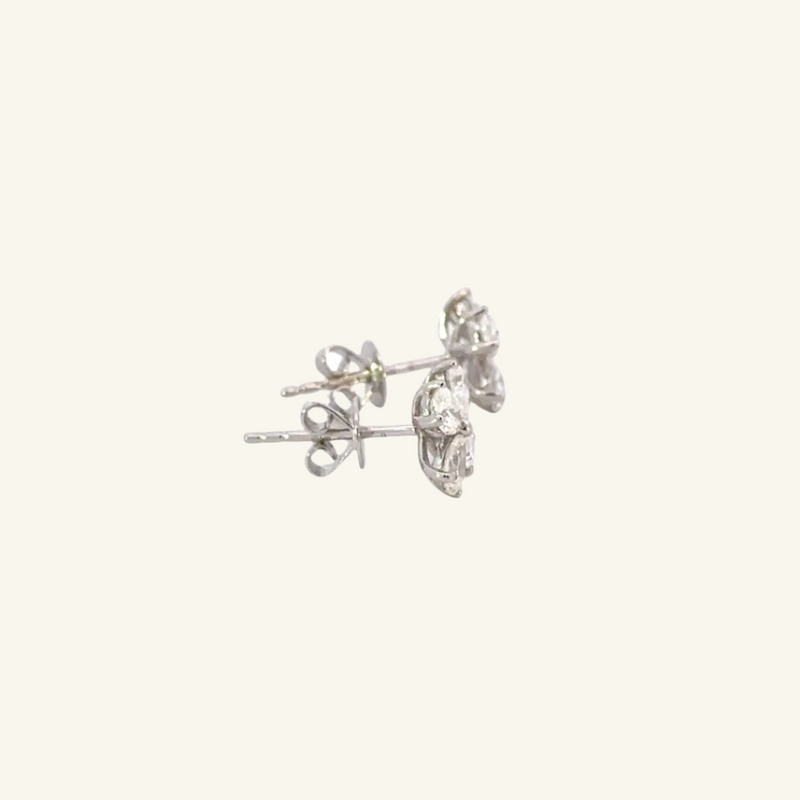 Clover White Gold Diamond Studs - Psylish