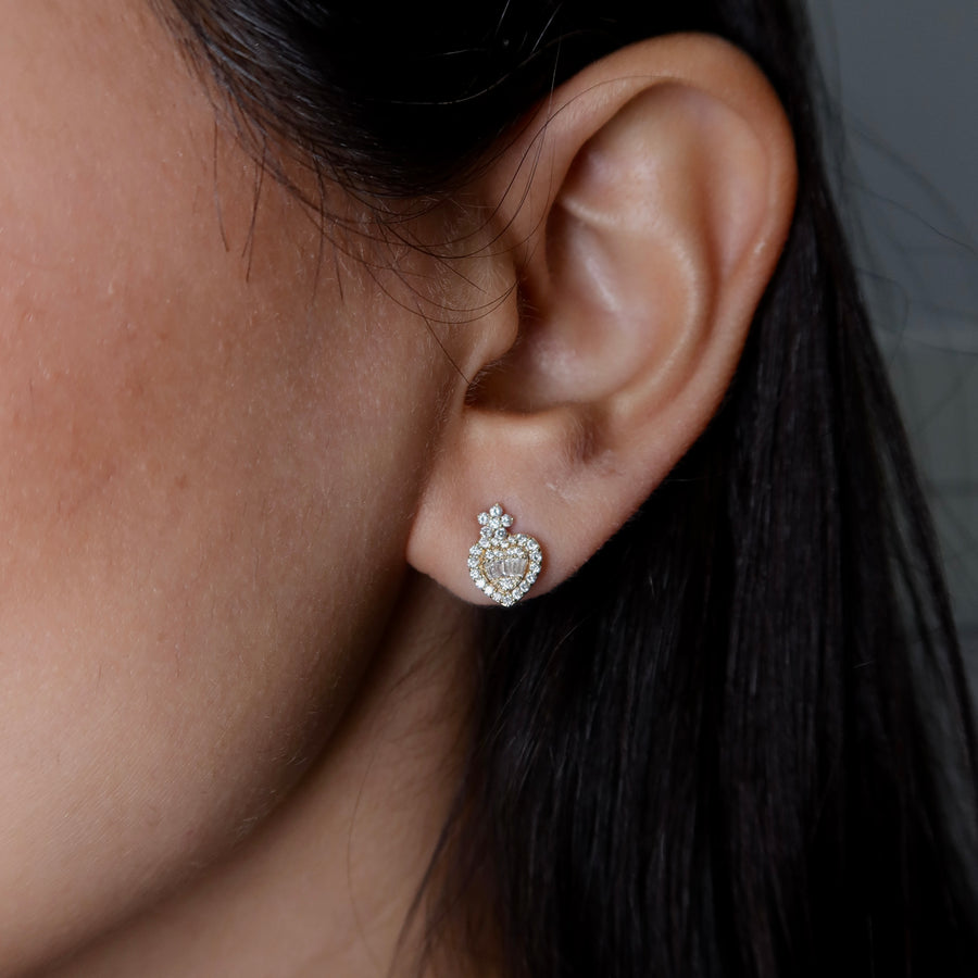Heart Drop Diamond Earrings