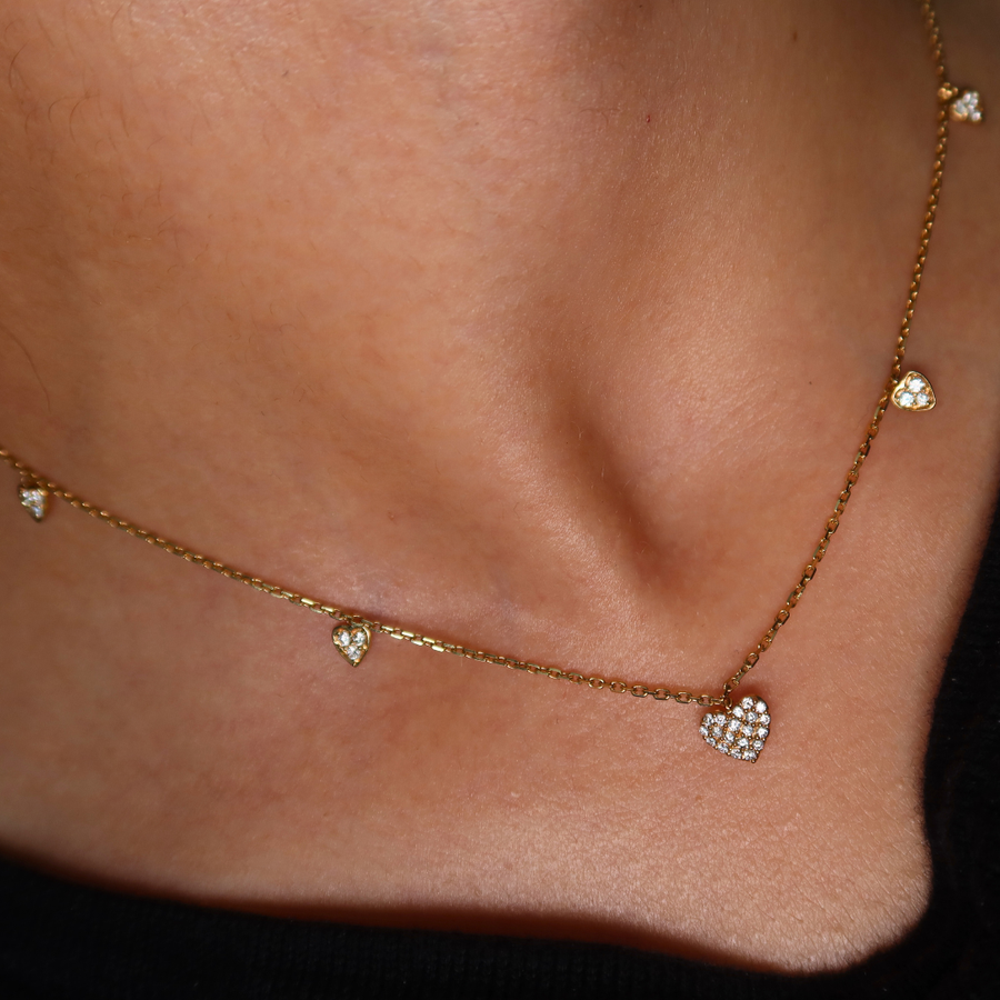 Five Petit Heart Diamond Necklace - Psylish