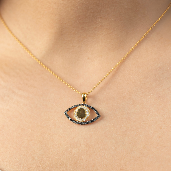 Tichi 'Evil Eye' Black Diamond Yellow Gold Necklace - Psylish
