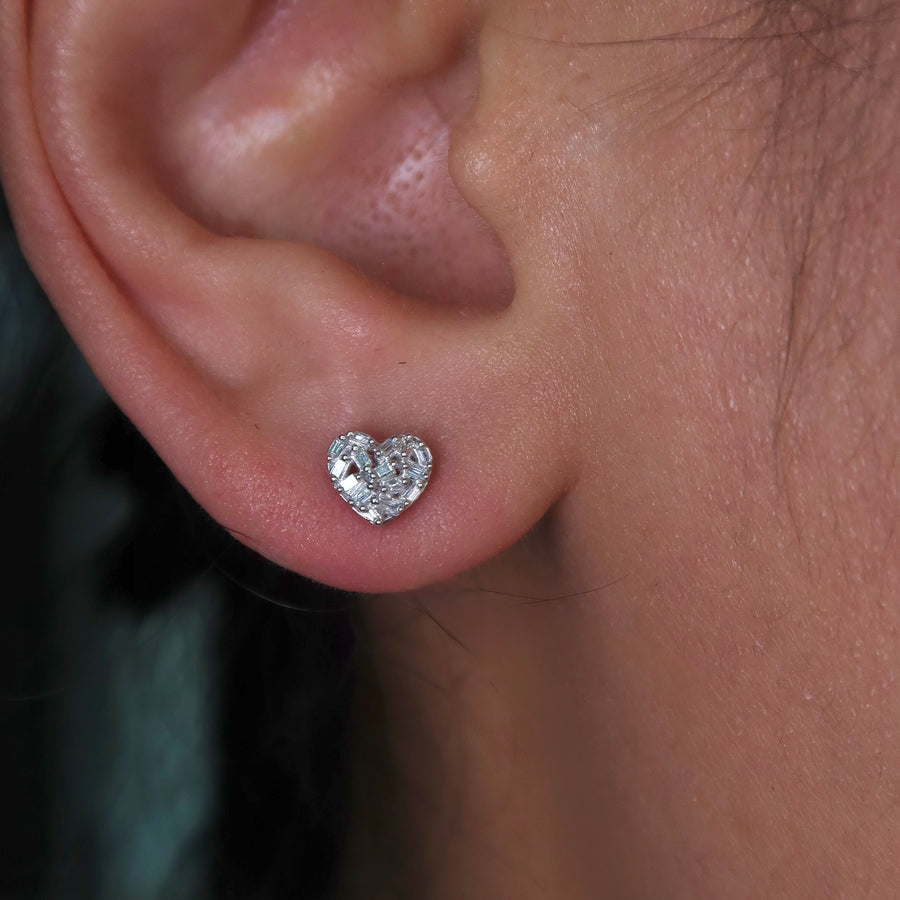 Amara Heart Diamond Studs - Psylish