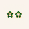 Blossom White Sapphire & Emeralds Studs