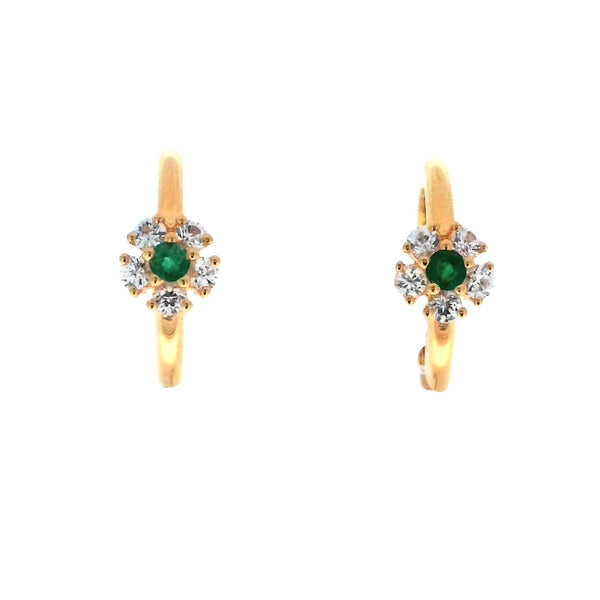 Blossom Deux Emerald Huggie Earrings