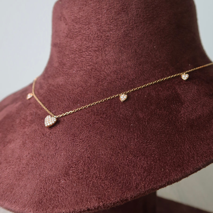 Five Petit Hearts Diamond Necklace - Psylish