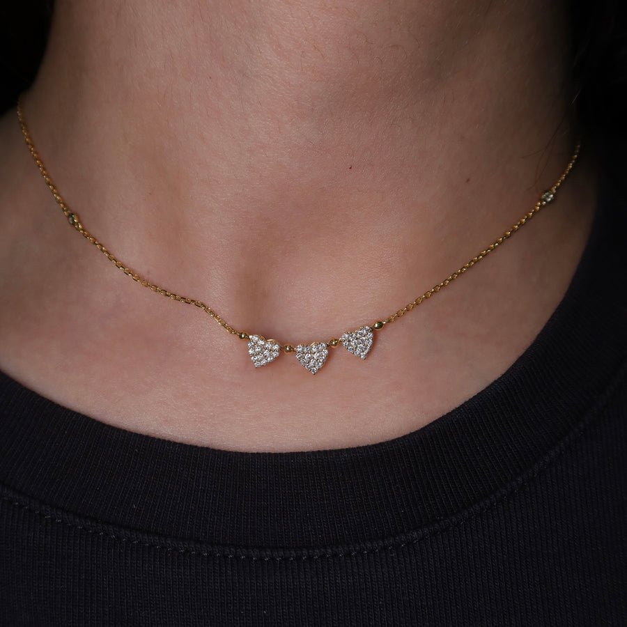 Heart Trio Diamond Necklace - Psylish