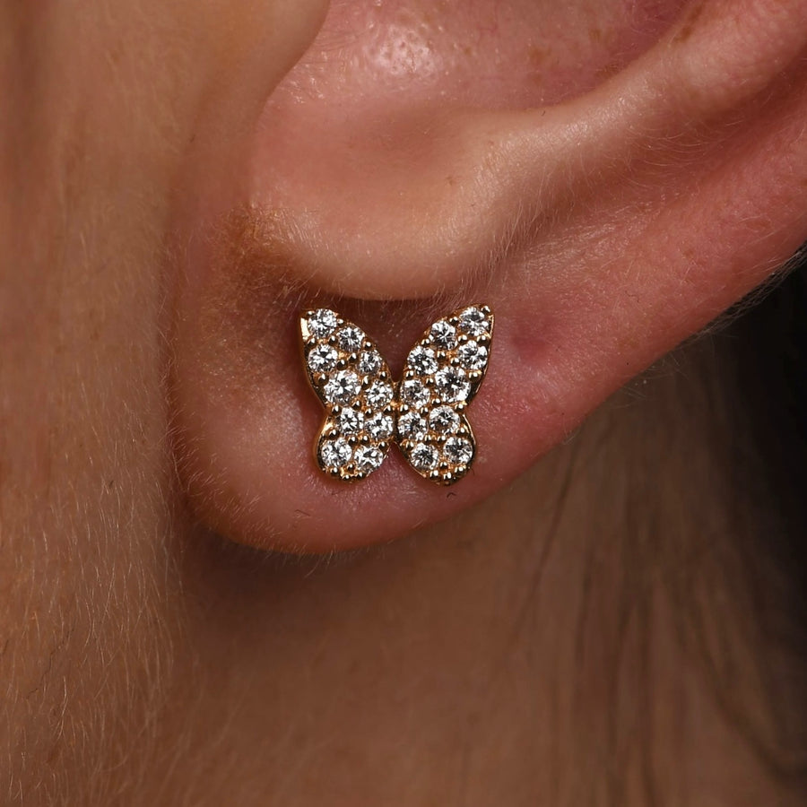 Flutter Pave Diamond Stud Earrings - Psylish