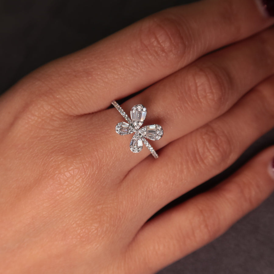 Abundance Butterfly Diamond Ring White Gold - Psylish