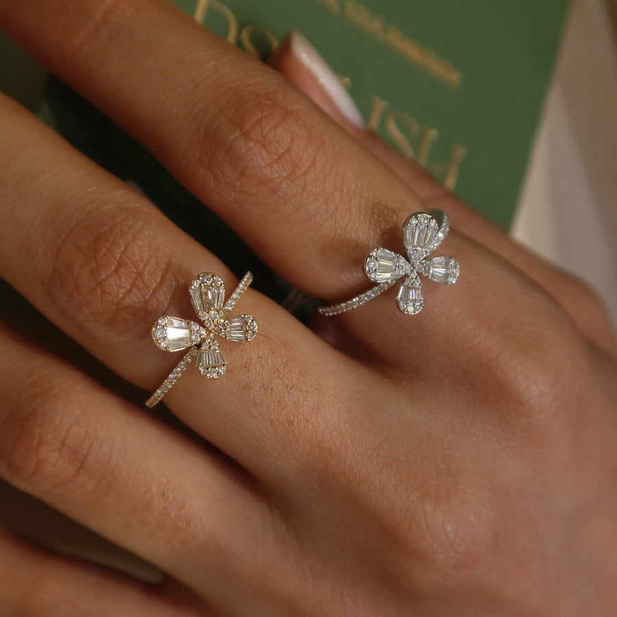 Abundance Butterfly Diamond Ring in white and yellow gold