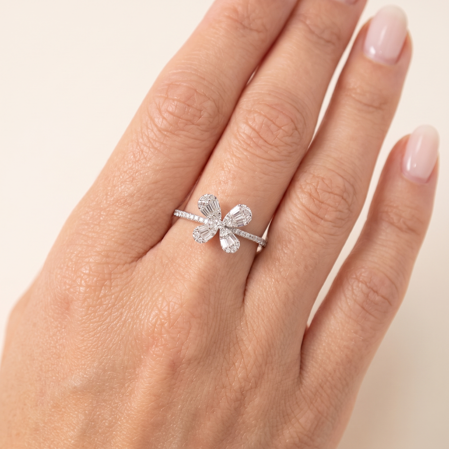 Abundance Butterfly Diamond Ring in White Gold