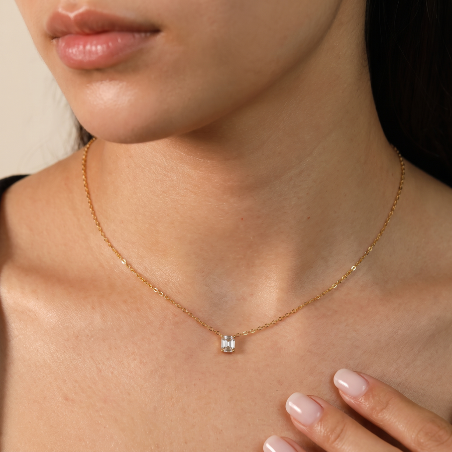 Alina Yellow Gold Diamond Necklace on model