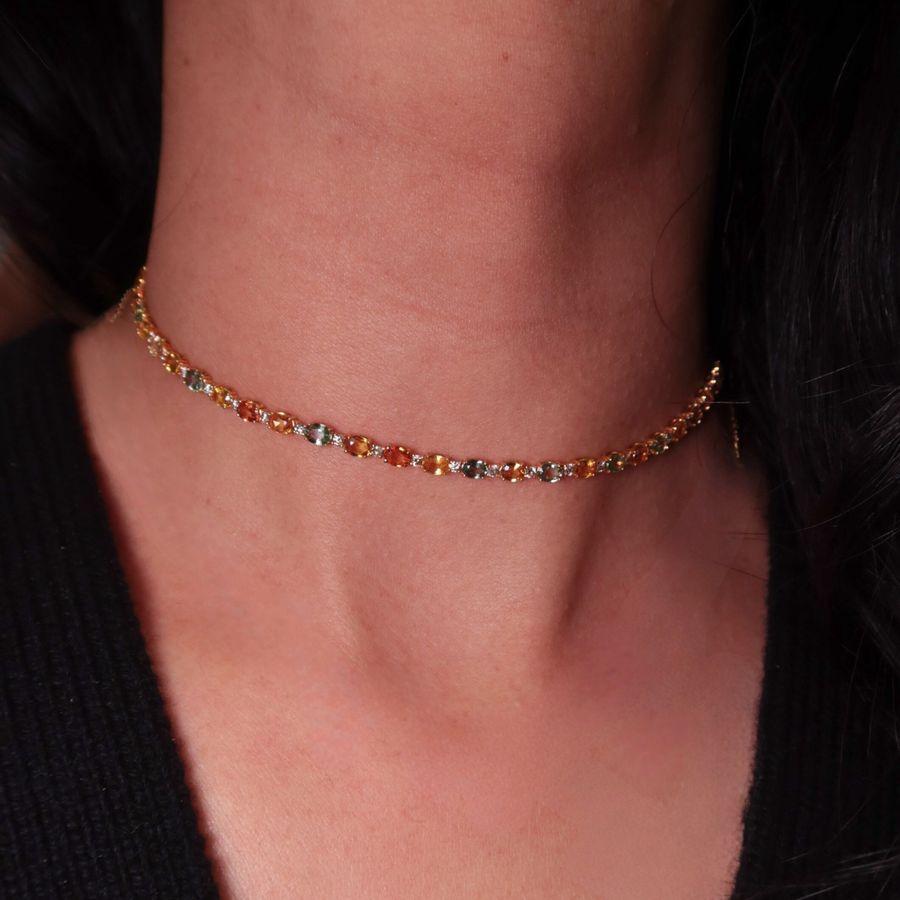 Amelia Rainbow Sapphires Choker Necklace - Psylish