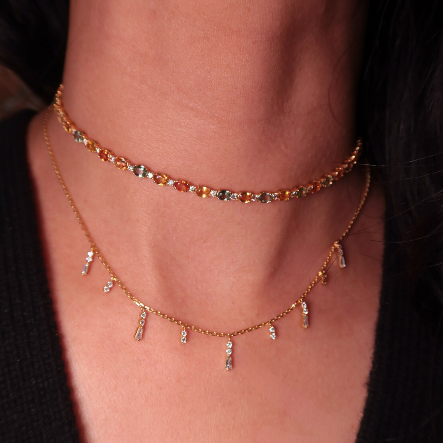 Amelia Rainbow Sapphires Choker Necklace - Psylish