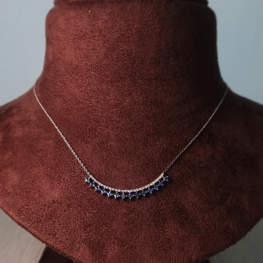 Aurelia Blue Sapphire Diamond Necklace - Psylish